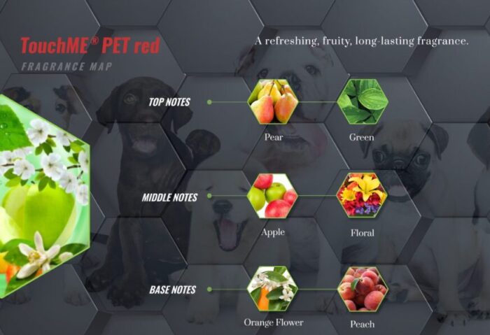 petlove.lt Touch Me Pet Red kvapų žemėlapis – kriaušės, obuolio ir gėlių natų aromatas